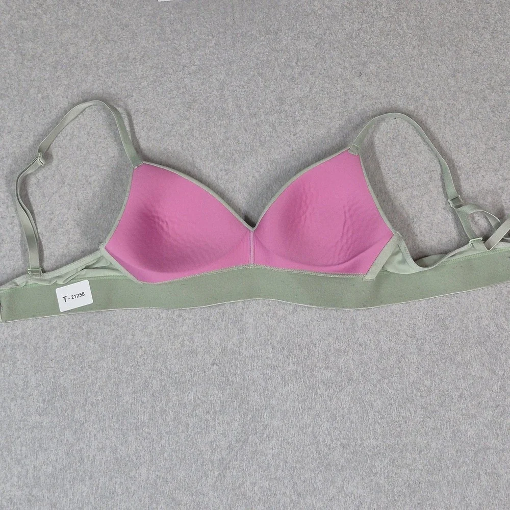 PINK Women Bra 32A Green T Shirt Wireless Strap Adjustable